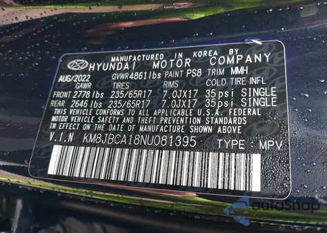 2022 Hyundai Tucson Hybrid z USA, uszkodzony, nr VIN KN8JBCA18NU081395